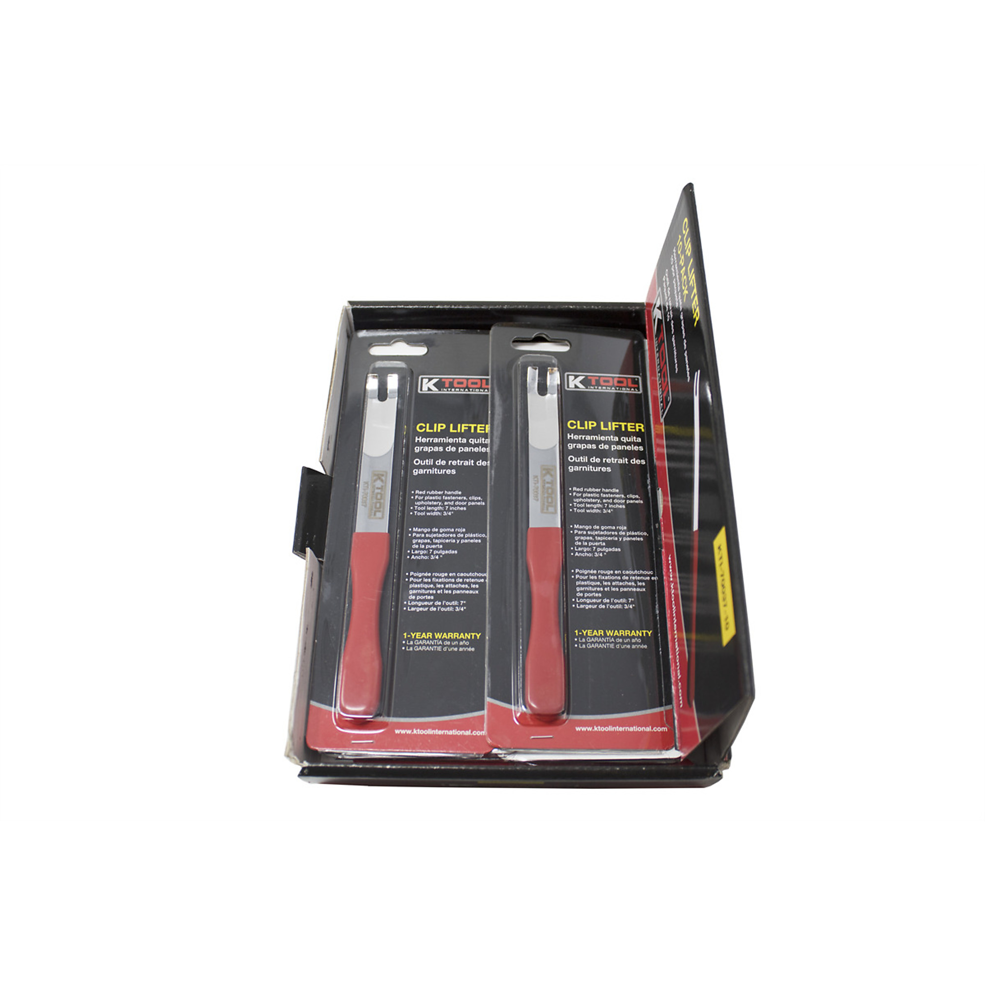 K Tool International Clip Lifter Display — 10 Pcs, 7in. Length, Red Rubber Handle, Model# KTI70037-10